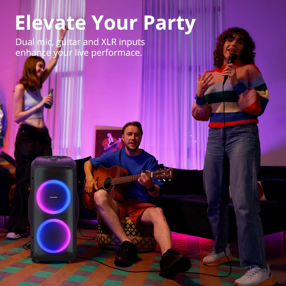 Tronsmart Halo 300 Speaker Partybox 240W with Guitar/Mic/XLR Input, TWS, 20H Playtime, wheels & Hidden Lever, for Party Tronsmart Halo 300 Speaker Partybox 240W with Guitar/Mic/XLR Input, TWS, 20H Playtime, wheels & Hidden Lever, for Party