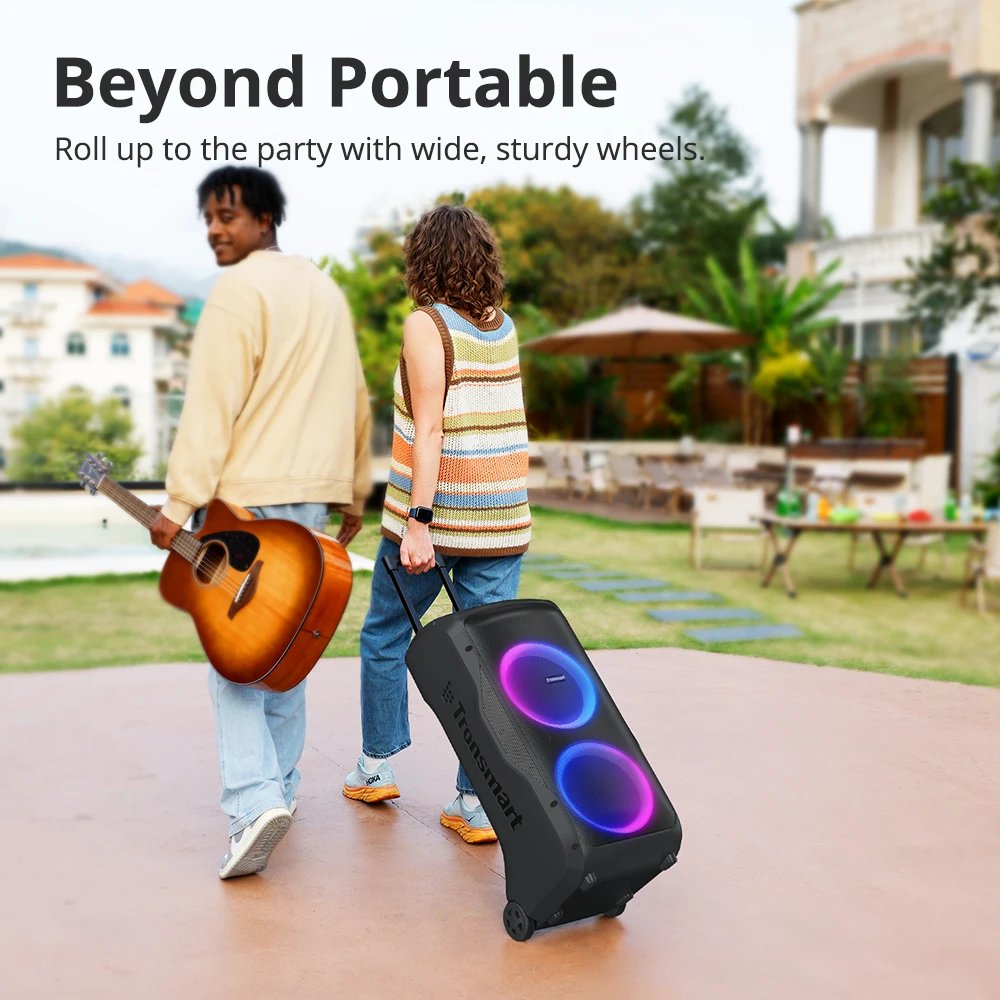Tronsmart Halo 300 Speaker Partybox 240W with Guitar/Mic/XLR Input, TWS, 20H Playtime, wheels & Hidden Lever, for Party Tronsmart Halo 300 Speaker Partybox 240W with Guitar/Mic/XLR Input, TWS, 20H Playtime, wheels & Hidden Lever, for Party